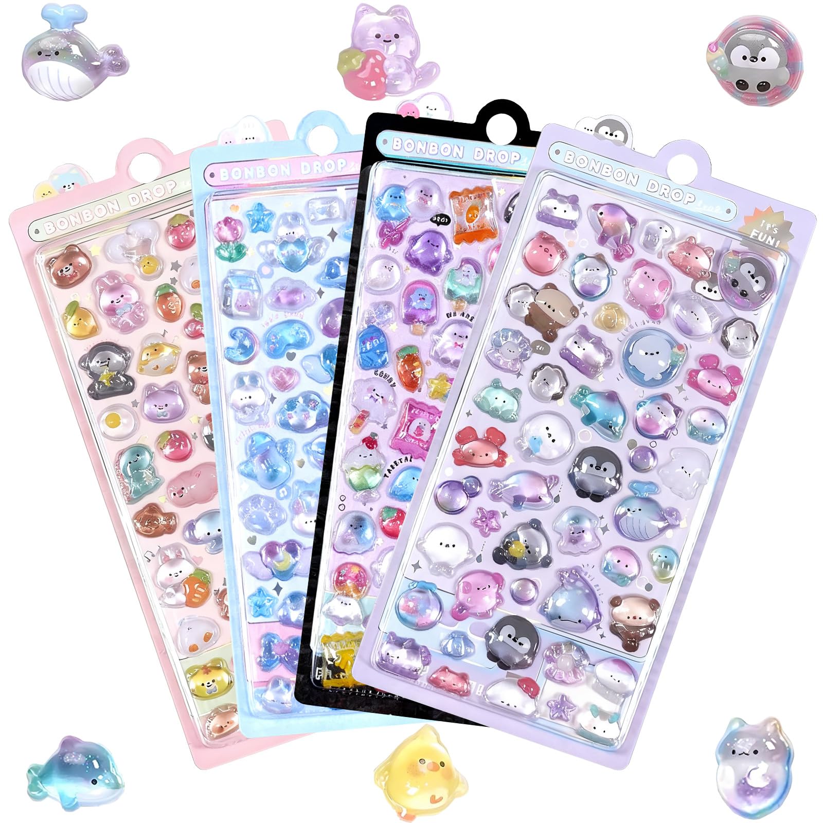 Amazon.co.jp: 【4枚セット】3dシール 立体シール 可愛い ぷくぷく